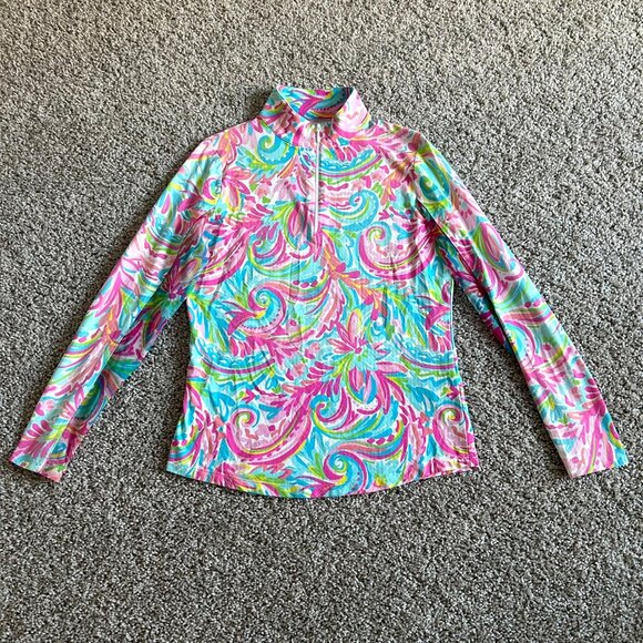 IBKUL Women's Small Long Sleeve Multicolor Polo Shirt - Picture 2 of 9